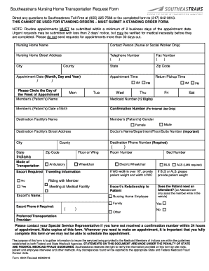  Southeastrans Standing Order Form 2018