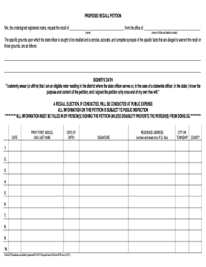 Proposed Recall Petition Form