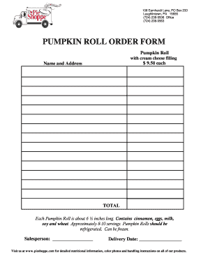 Pumpkin Roll Order Form