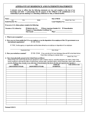 Get and Sign Affidavit of Residence PDF 2012-2022 Form