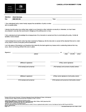 Nedbank Indemnity Form