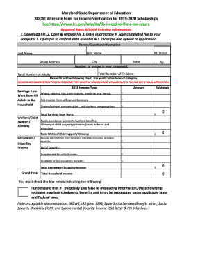 BOOST Alternate Form for Income Verification for Scholarships BOOST Alternate Form for Income Verification for Scholarships