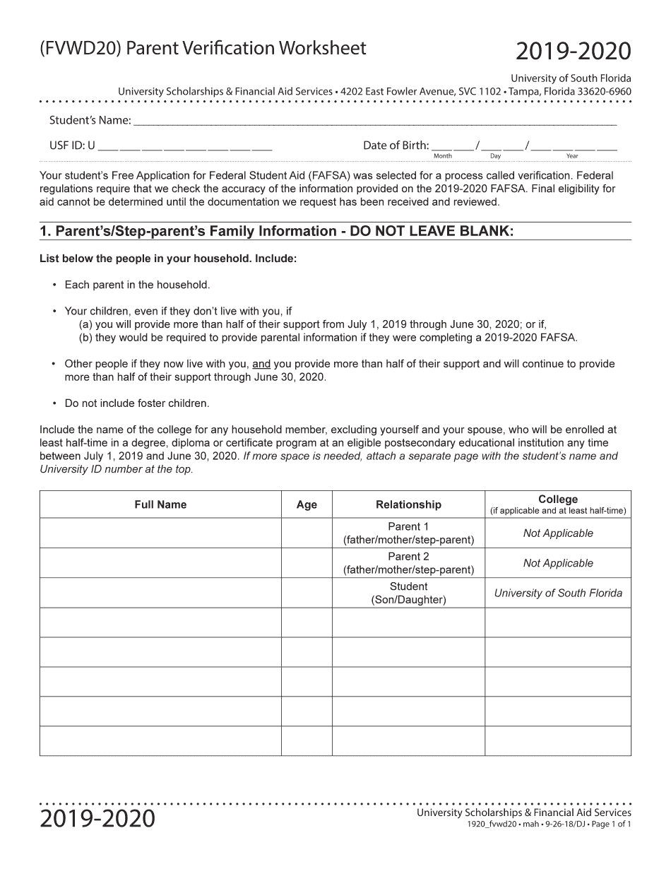 Get and Sign Usf Parent 2019-2022 Form
