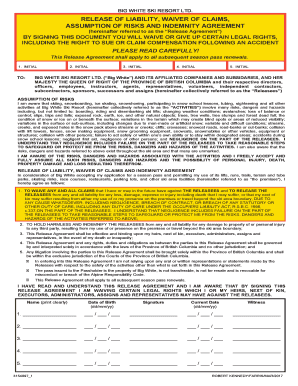 Big White Online Waiver  Form