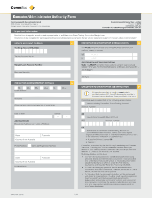 Commsec Executor Authority Form