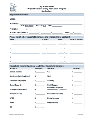 City of Fort Smith Project Concern Utility Assistance  Form