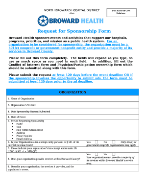 Request for Sponsorship Form Broward Health