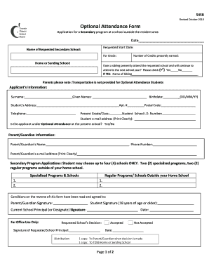 Optional Attendance  Form