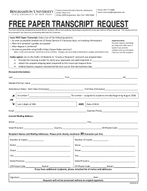  Binghamton University Transcript Request 2019-2024