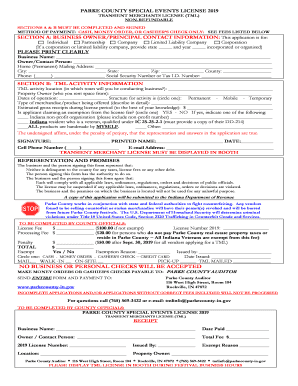  Parke County Tml License 2019