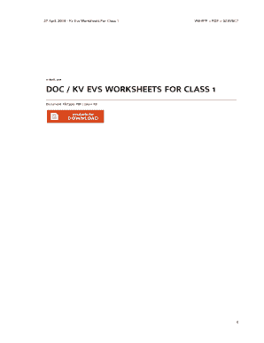 Class 1 Evs Worksheet PDF  Form