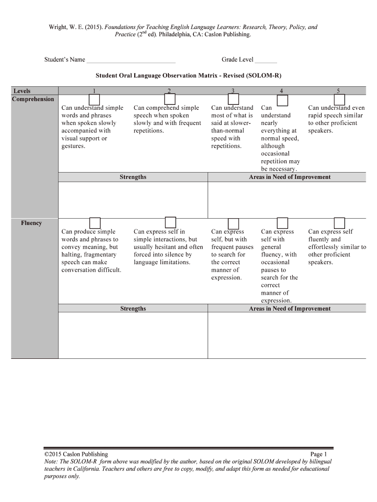 SOLOM R and Evaluation Form Blank 3 DOCX