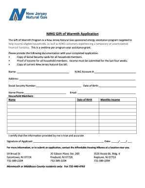 Gift of Warmth Application  Form