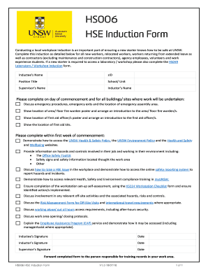 Induction Hse PDF  Form