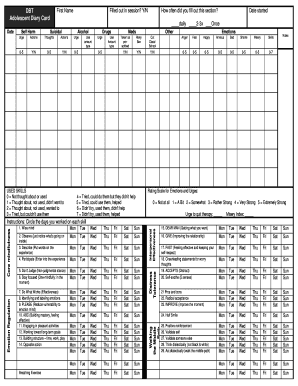 DBT Adolescent Diary Card DOC  Form