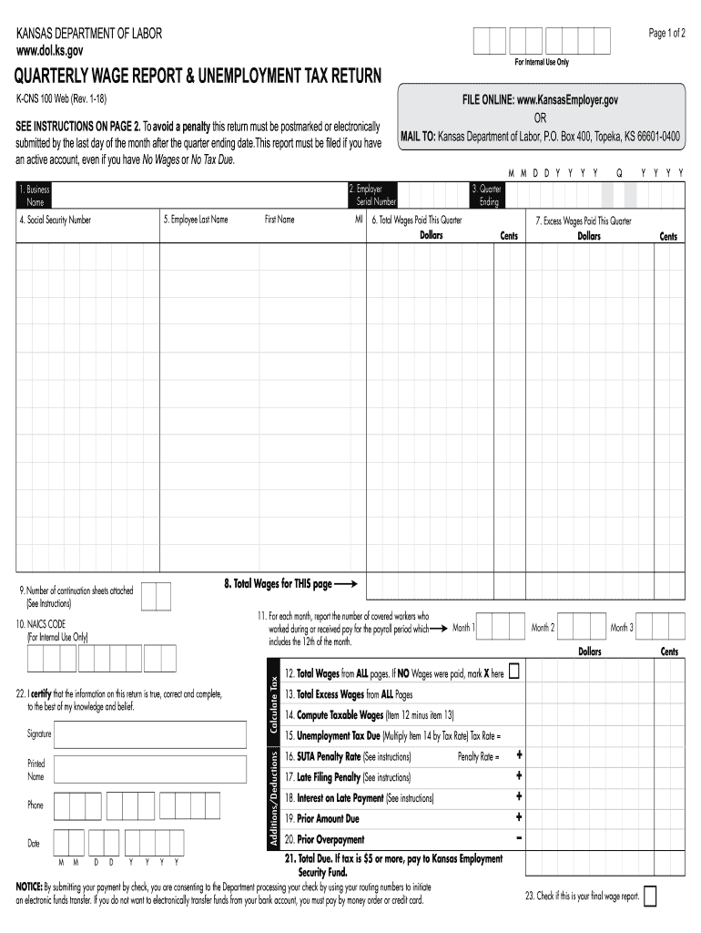  Quarterly Wage Report Unemployment Tax Form 2018-2024