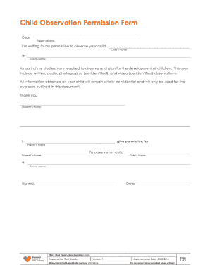Child Observation Consent Form Template
