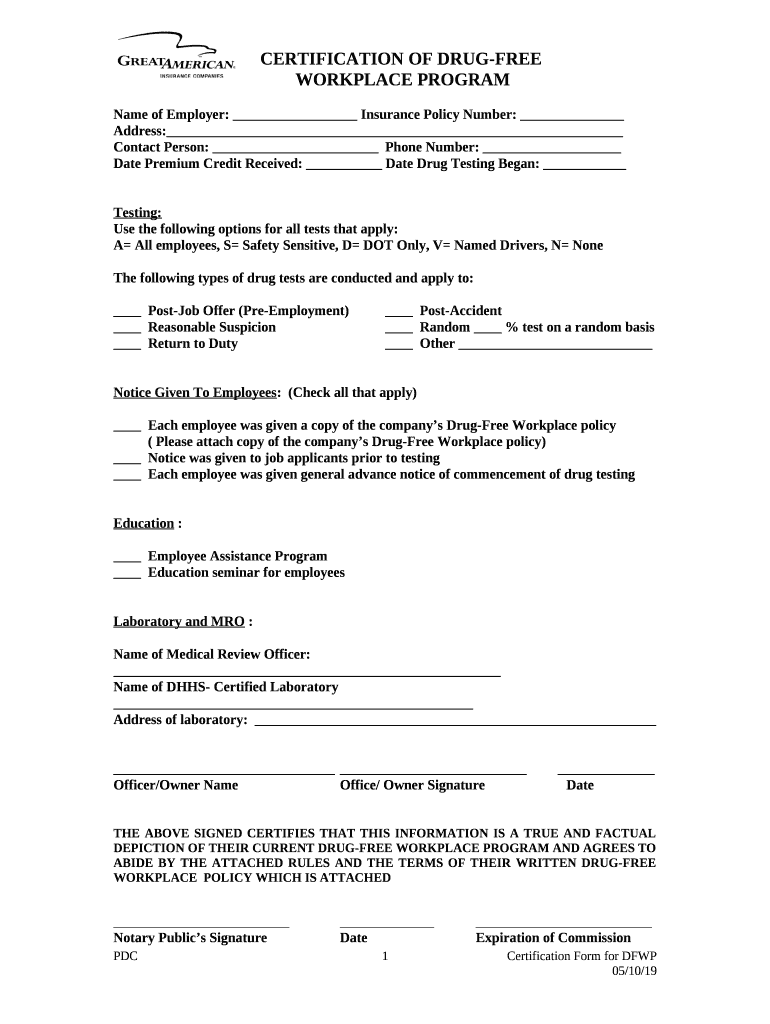 Drug Certificate Template  Form