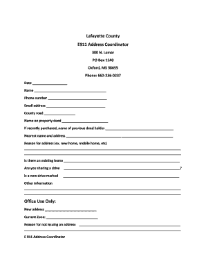 Lafayette County E911 Address Coordinator  Form