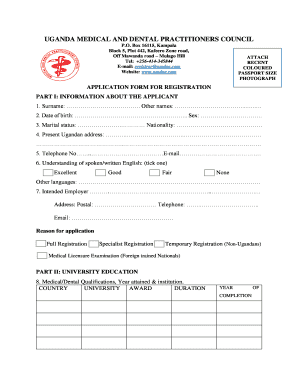Uganda Medical and Dental Practitioners Council Registration Forms