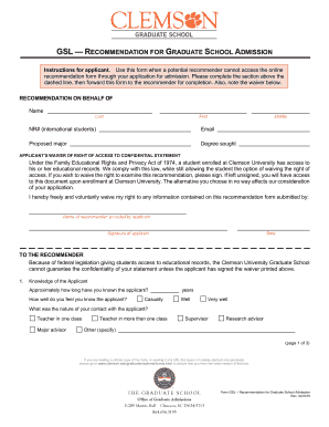 Get and Sign Letters of RecommendationApplication the Graduate School 2019 Form