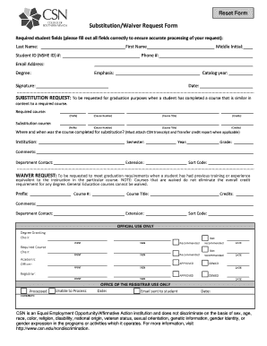 Substitution Waiver  Form