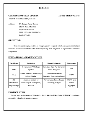 Kannada Resume PDF  Form