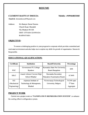 resume format karnataka