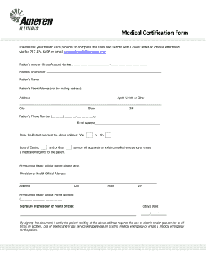 Ameren Illinous What to Do with Medical Certificate  Form