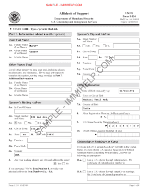 I 134 Sample  Form