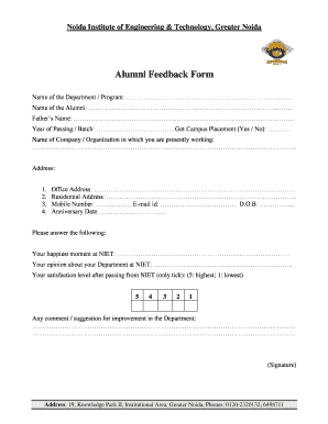 Alumni Feedback Form