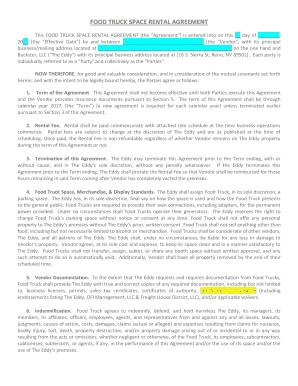 Food Truck Space Lease Agreement  Form