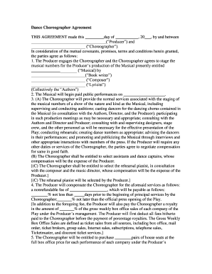 Choreographer Contract Template  Form