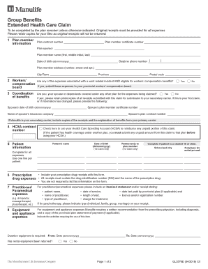 GL3576E Group Benefits Extended Health Care Claim GL3576E  Form