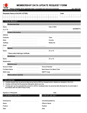 Membership Data Update Request Form