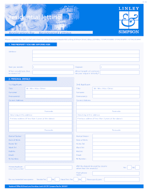 Linley and Simpson Application Form