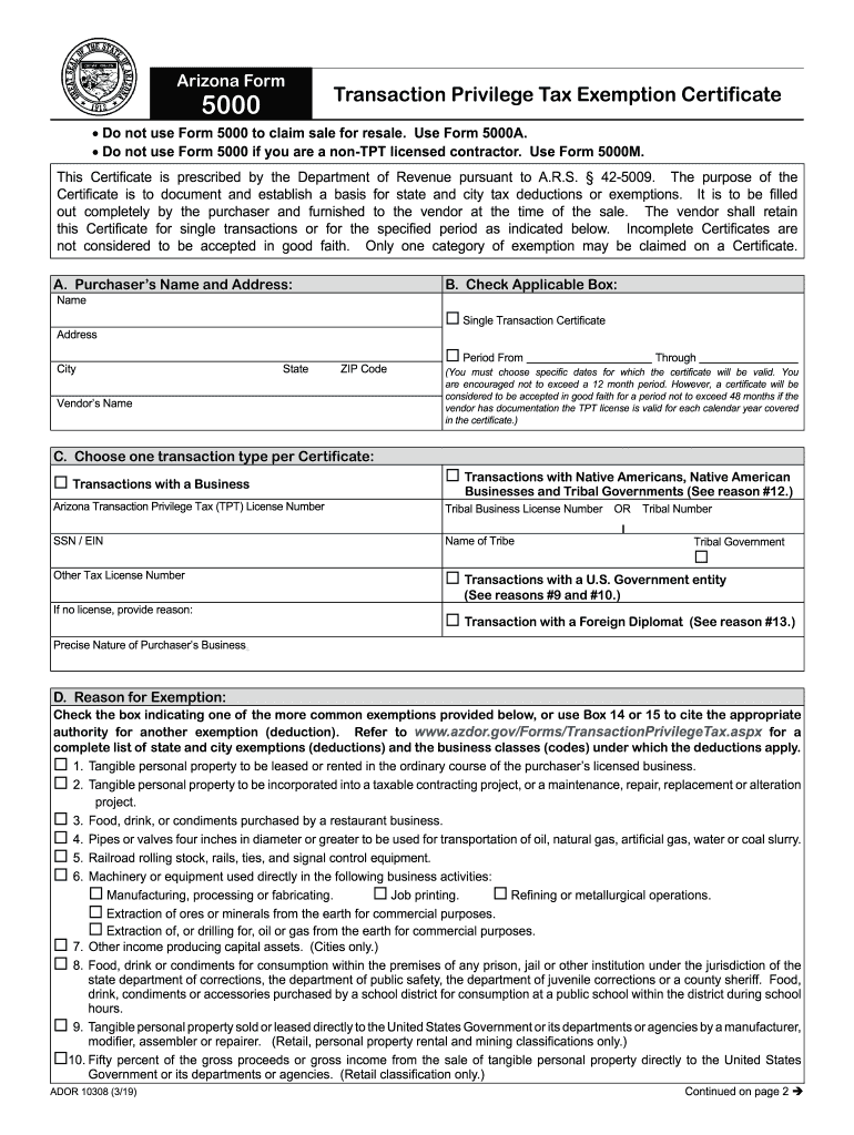  Az Form 5000 2019-2024