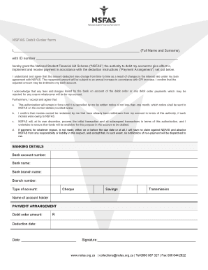 NSFAS Debit Order Form