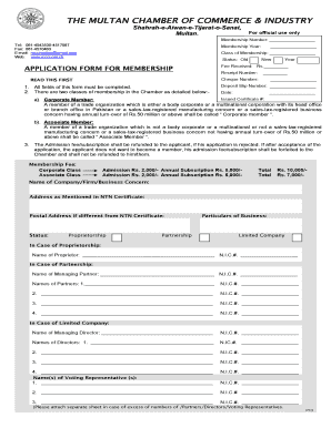 Multan Chamber of Commerce Members List PDF  Form