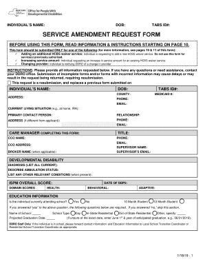 Service Amendment Request Form