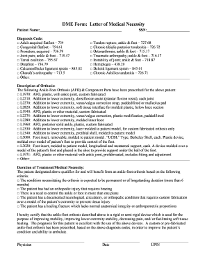 Dme Letter Medical Necessity  Form