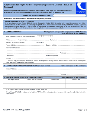  Srg Civil Aviation Authority Form 2016-2024