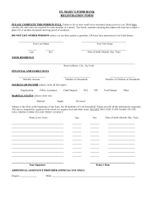 Food Bank Registration Form English