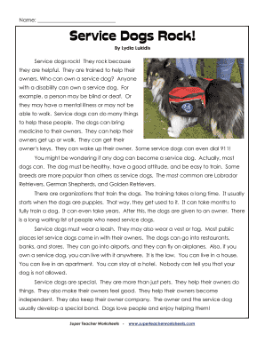 Service Dogs Rock Form - Fill Out and Sign Printable PDF Template ...