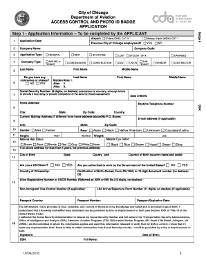 Chicago Department of Aviation Badging  Form