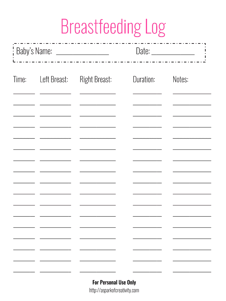 Breastfeeding Log PDF  Form