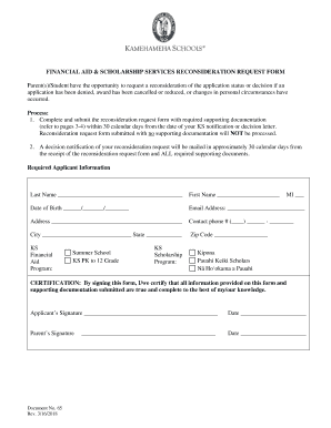  FINANCIAL AID & SCHOLARSHIP SERVICES RECONSIDERATION REQUEST FORM 2018-2024