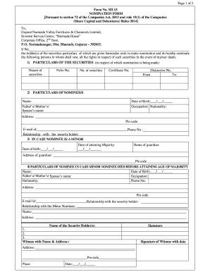 Page 1 of 2 Form No SH 13 NOMINATION FORM Pursuant to GNFC
