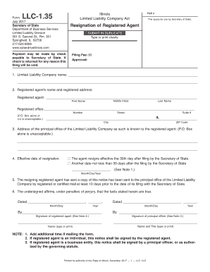 Get and Sign Illinois Liability Company Act Resignation of Registered Agent  Form