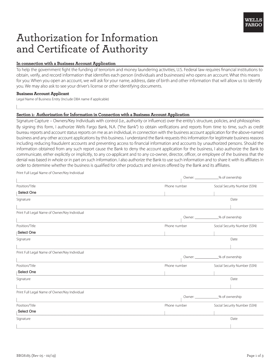  in Connection with a Business Account Application 2019-2024